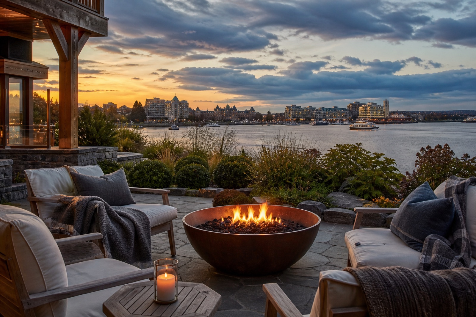 Harbour terrace at dusk